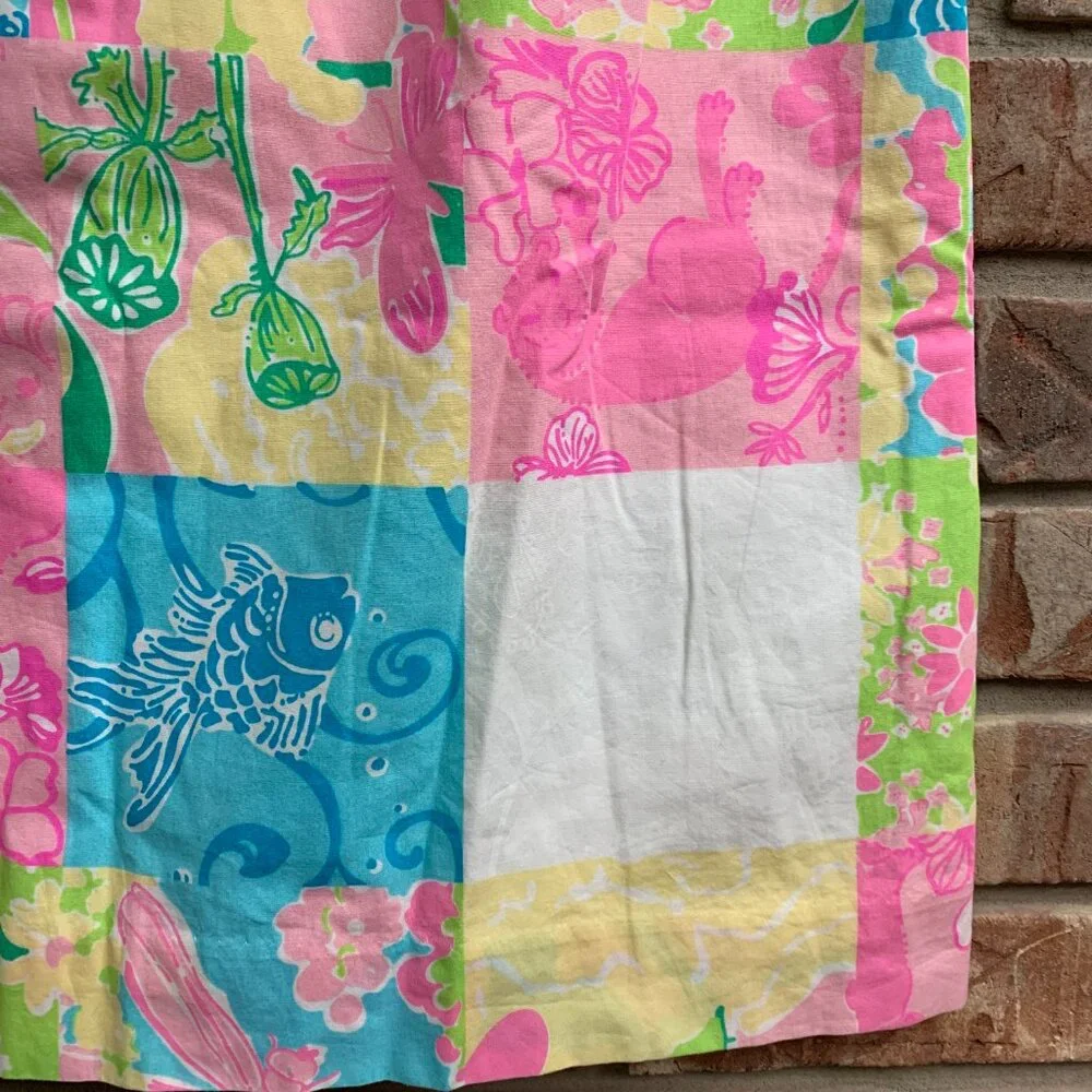 Lilly Pulitzer Patchwork Y2K Pink Yellow White Green Women's Size 10 Skirt GUC